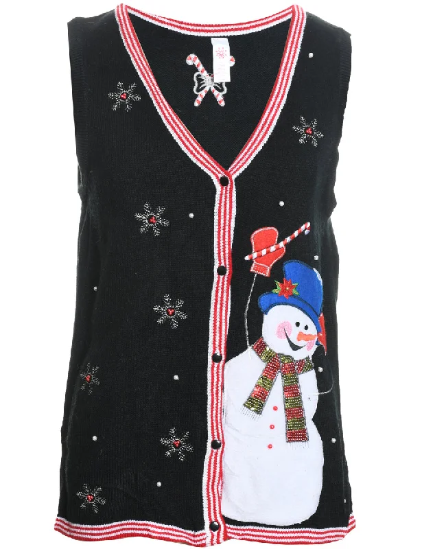 Deal of the Day Snowman Christmas Sweater Vest - M