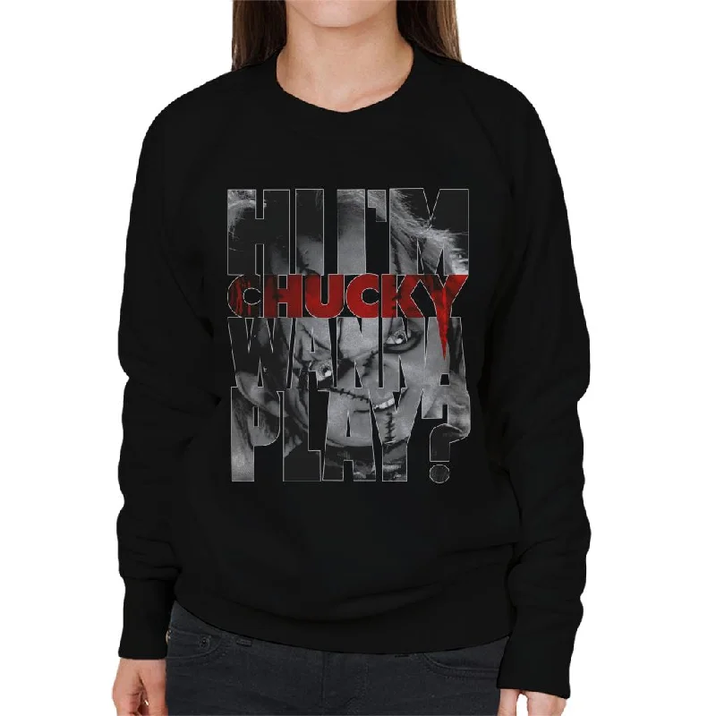Price Reduction smooth fit athletic sweatshirtChucky Hi Im Chucky Scars And Stitches Women's Sweatshirt Price Reduction smooth fit athletic sweatshirtChucky Hi Im Chucky Scars And Stitches Women's Sweatshirt