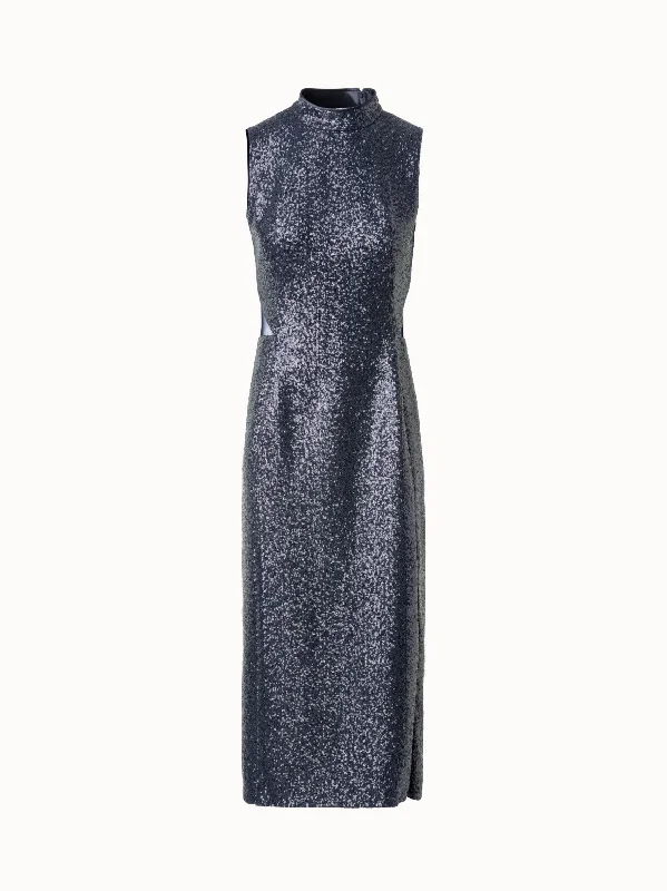 floral midi dressSequined Sheath Dress with Open Back