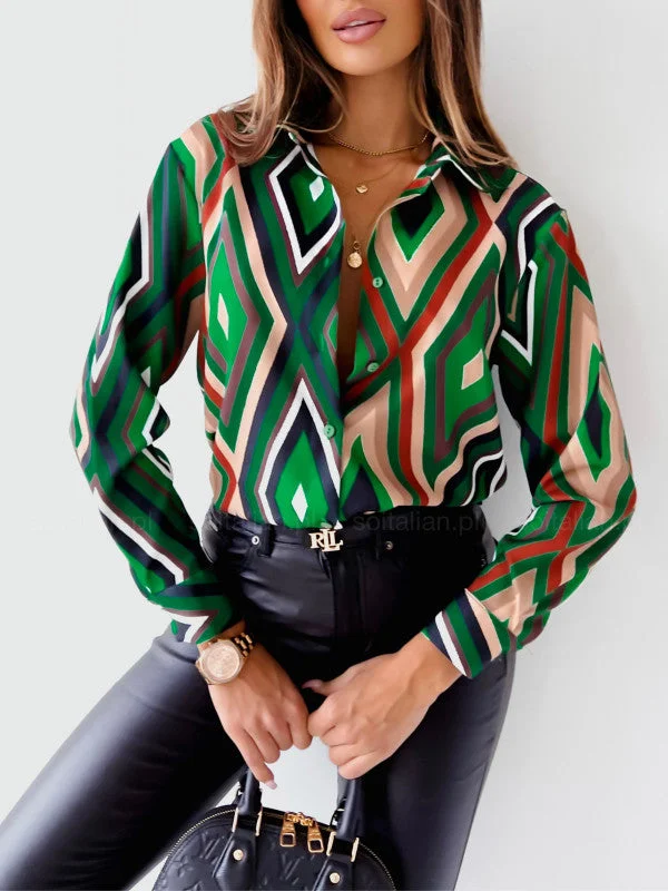 party dressIsla Green Multi Geo Print Button Shirt