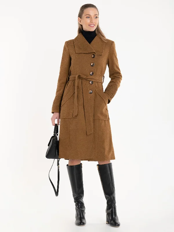 Discount Extravaganza Jolie Moi Shawl A-Line Coat, Camel