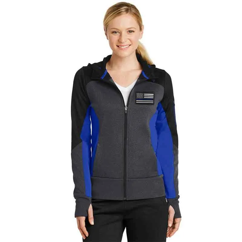 Women's Tech Fleece Colorblock Full-Zip Hooded Jacket, Thin Blue Line USA