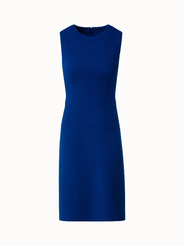 stylish party dressWool Crêpe Double-Face Sheath Dress with A-Line Skirt