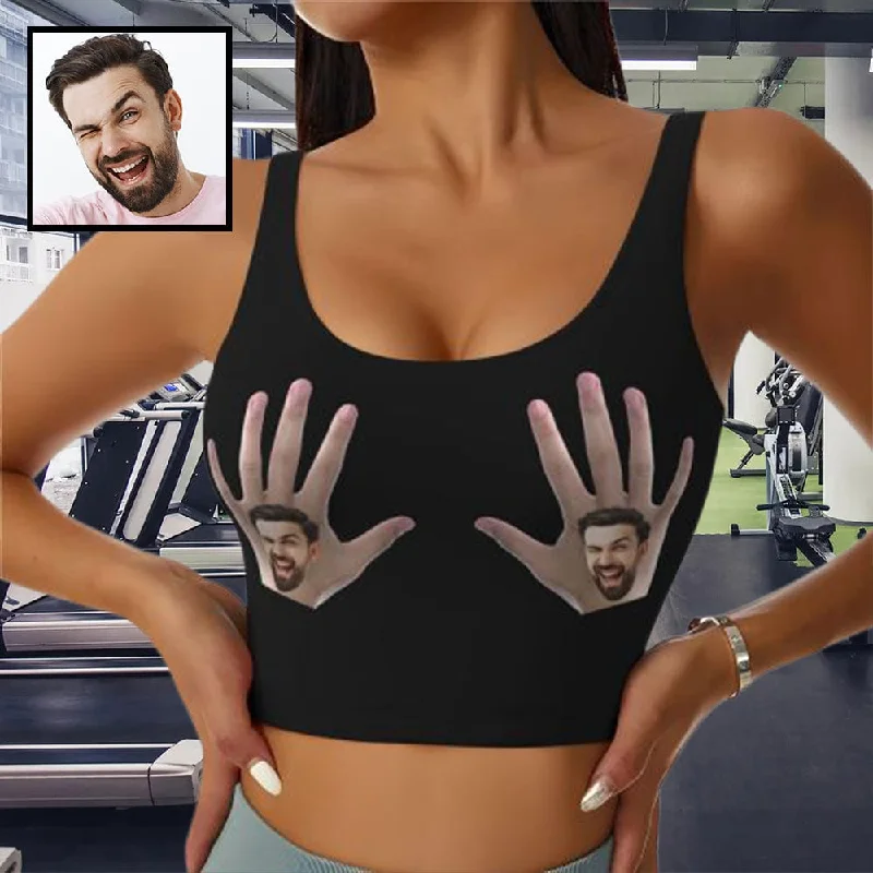 Steals and Deals Custom Boyfriend Face Hand Black Background Sports Bra Personalized Women's All Over Print Yoga Sports Bra Steals and Deals Custom Boyfriend Face Hand Black Background Sports Bra Personalized Women's All Over Print Yoga Sports Bra