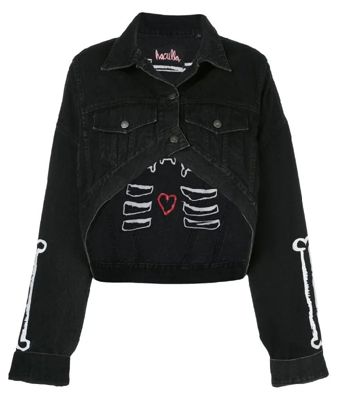 Deal Mania BONEZ OF HACULLA DENIM JACKET JET BLACK WASH