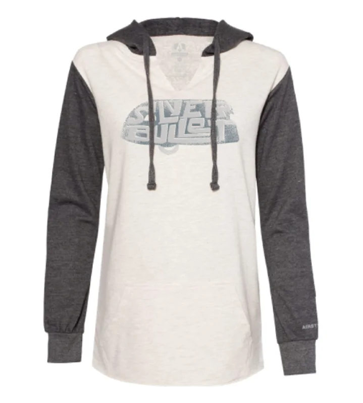 premium gym hoodieAirstream Silver Bullet Trailer Text Women's Hoodie