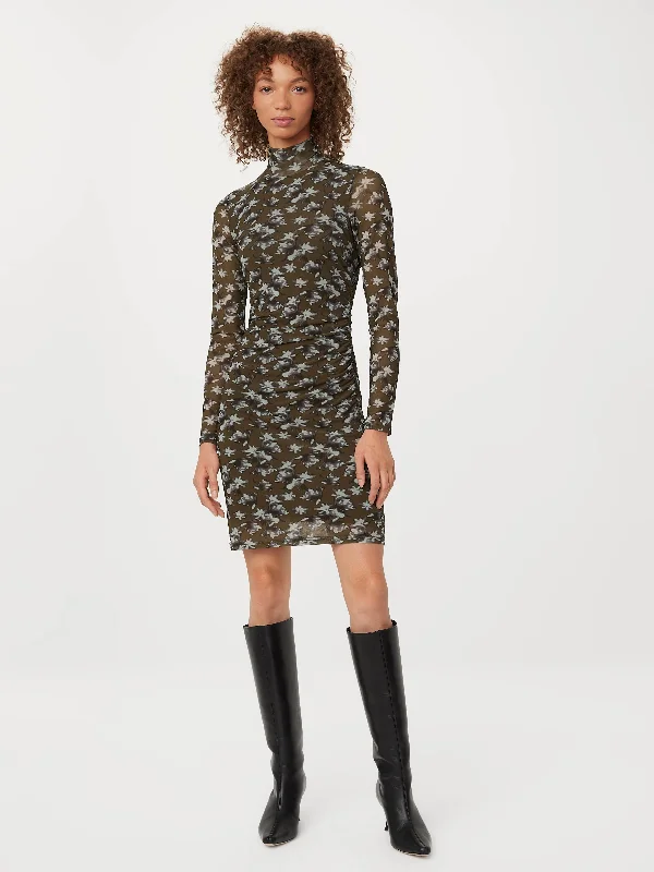 printed dressThe Mock Neck Mini Dress in Dark Olive