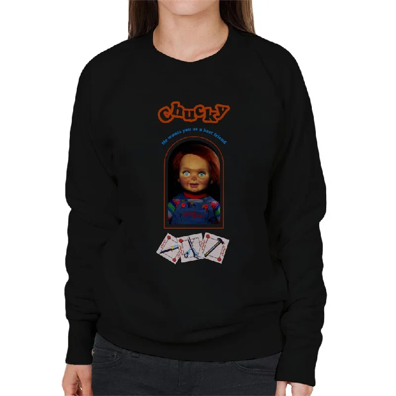 Buy More, Save More workout-ready hoodieChucky He Wants You As A Best Friend Women's Sweatshirt Buy More, Save More workout-ready hoodieChucky He Wants You As A Best Friend Women's Sweatshirt