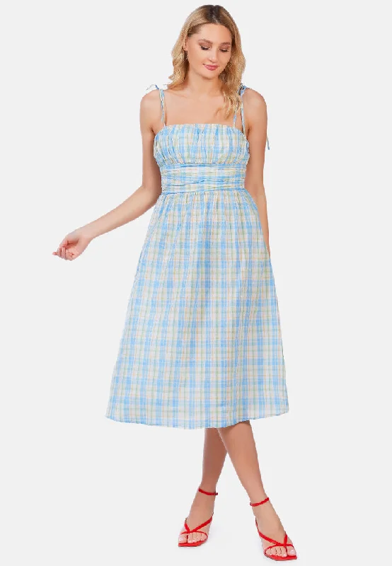 casual summer dressCheckered Midi Dress Slip Dress