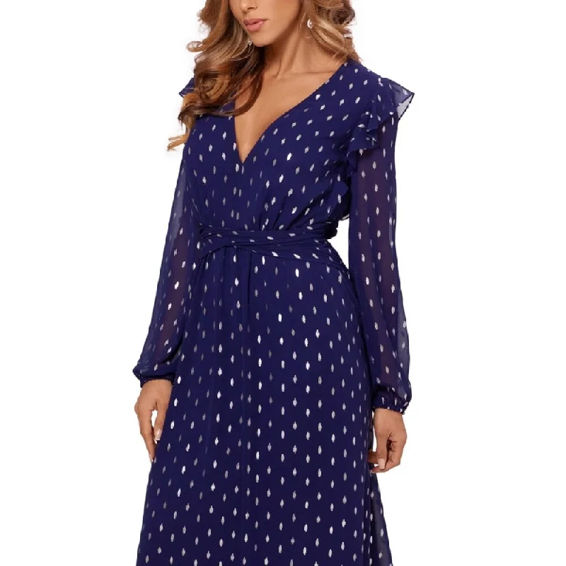 Deal Dash Betsy & Adam Women's Clip Dot Midi Dress Blue Size 2