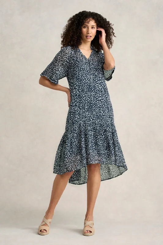 draped dressGeorgette Ruffle Dress - Abstract Spot