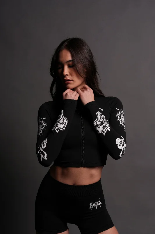 Best Bargains Guardian Cherub Tana "Energy" Zip Mockneck in Black/White