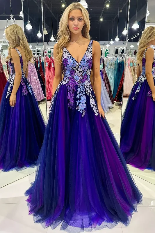 Price Drop off-the-shoulder dressPurple Backless Tulle Appliques Formal Party Dress,DP1013 Price Drop off-the-shoulder dressPurple Backless Tulle Appliques Formal Party Dress,DP1013