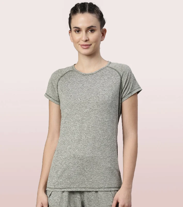 Reduced Prices Slim Active Tee | Short Sleeve Raglan Scoop Neck Slim Active Tee With Reflective Graphic On Back Reduced Prices Slim Active Tee | Short Sleeve Raglan Scoop Neck Slim Active Tee With Reflective Graphic On Back