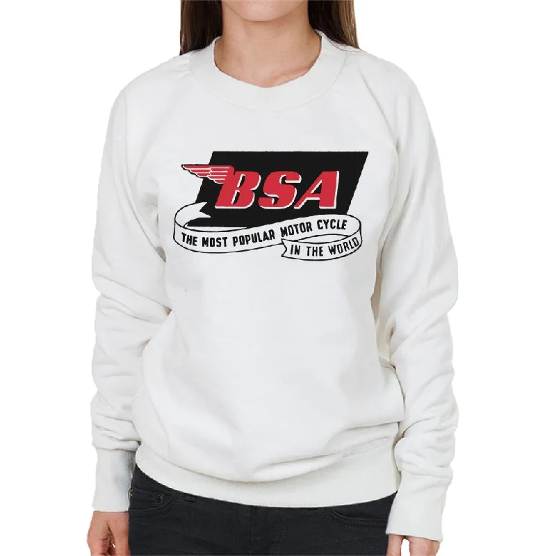 Price Drop premium athletic sweatshirtBSA Most Popular Motor Cycle In The World Logo Women's Sweatshirt Price Drop premium athletic sweatshirtBSA Most Popular Motor Cycle In The World Logo Women's Sweatshirt