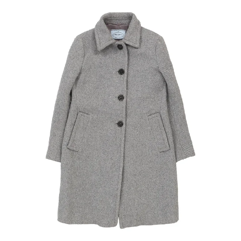 Daily Deals Prada Trench Coat - Large Grey Wool Blend