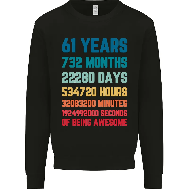 Anniversary Sale smooth fit athletic sweatshirt61st Birthday 61 Year Old Mens Sweatshirt Jumper Anniversary Sale smooth fit athletic sweatshirt61st Birthday 61 Year Old Mens Sweatshirt Jumper