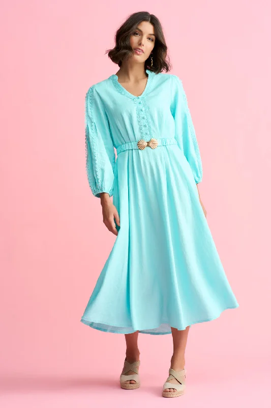 casual evening dressLace Insert French Linen Dress