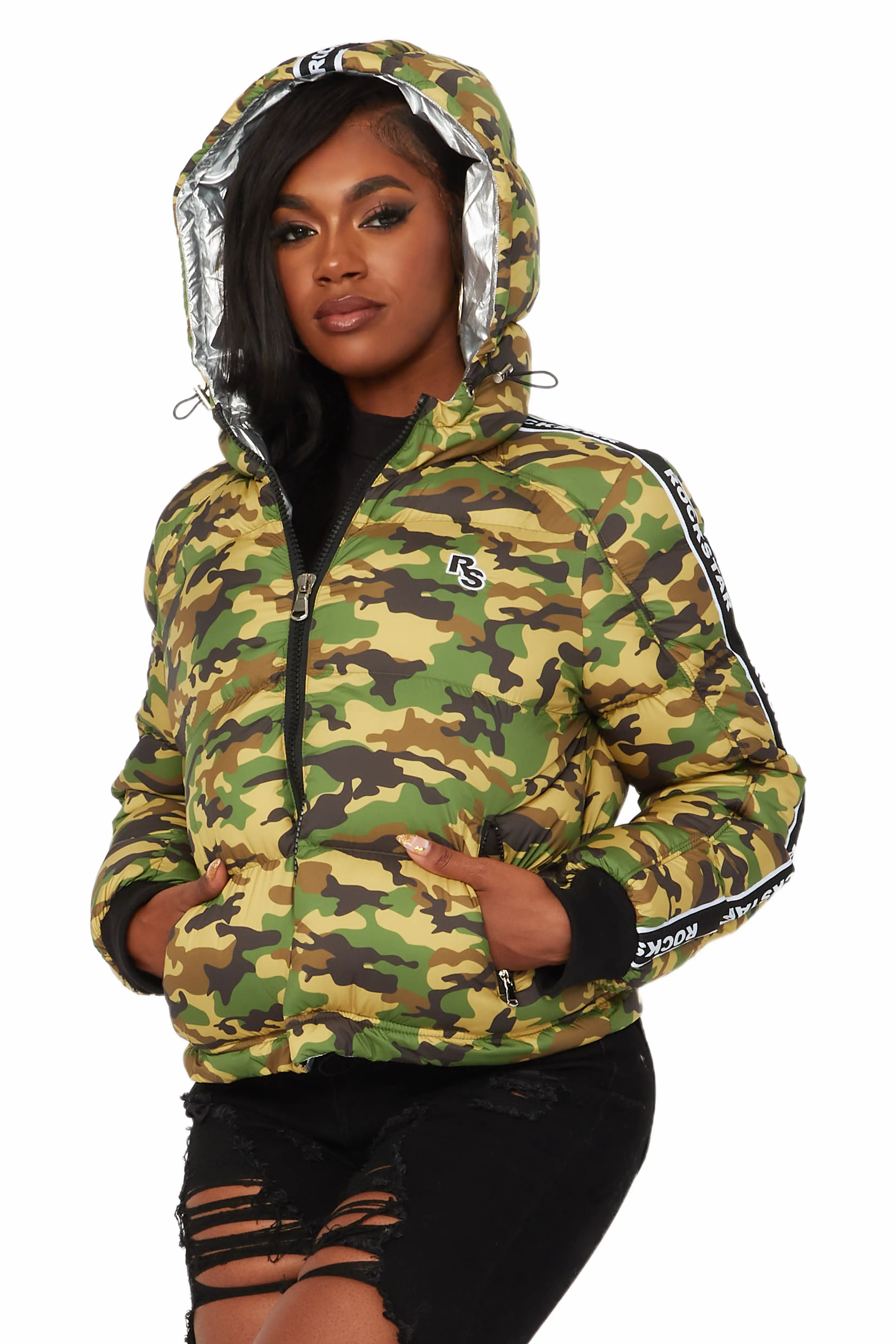Fantastic Offers Jackey Camo Puffer Jacket
