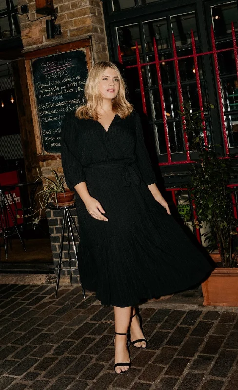 Deal of the Day Black Mock Wrap Midaxi Dress by Vogue Williams