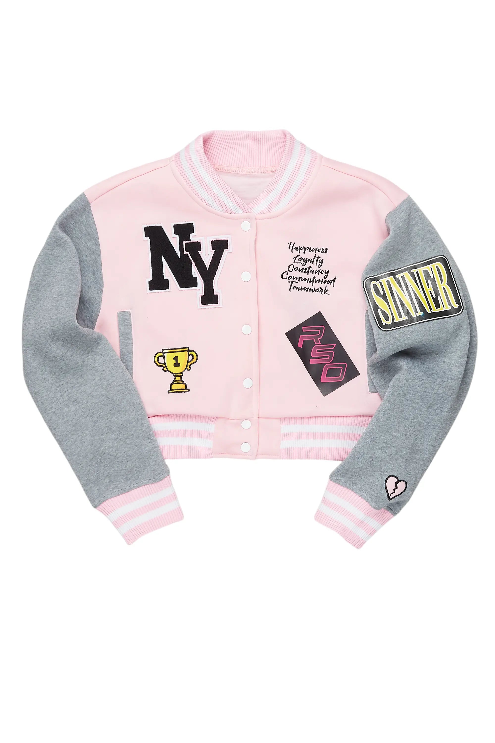 Online Exclusive Khadera Pink Varsity Jacket