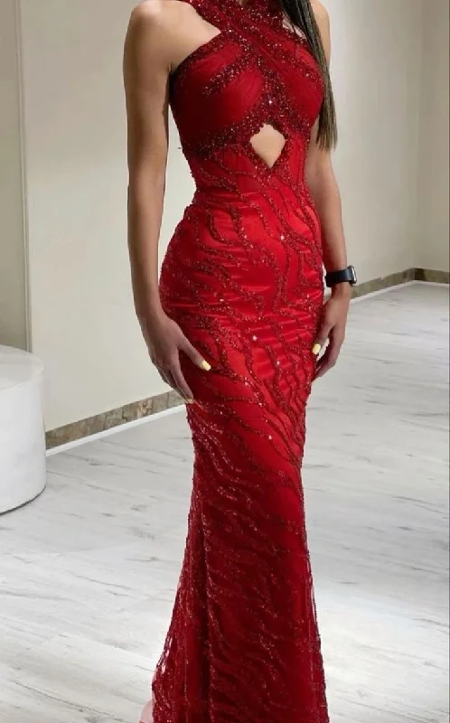 Markdowns vintage-inspired dressSexy Red Sequined Mermaid Long Prom Dress Formal Party Dress,DP955