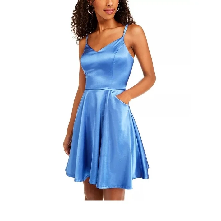 Price Meltdown City Studios Junior's Lace Back Fit & Flare Party Dress Blue Size 15