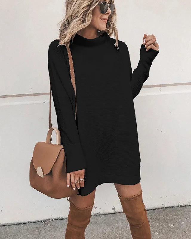 wrap dressMarcelle Mock Neck Knit Dress - Black