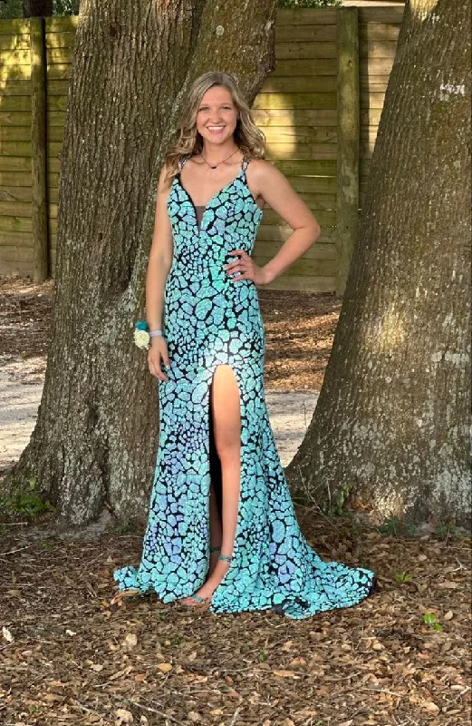 Online Only off-shoulder dressChic V Neck Mermaid Long Prom Dress with Slit,DP818