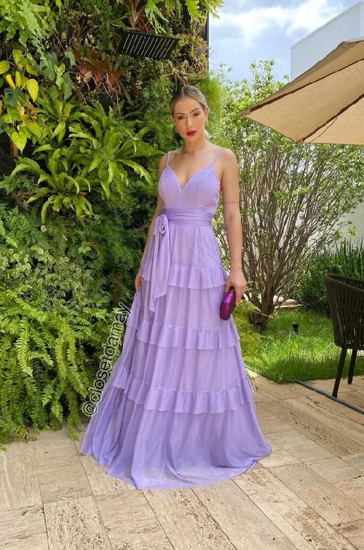 Act Now sleek dressPurple A-Line Spaghetti Straps Long Prom Dress with Ruffles,DP753 Act Now sleek dressPurple A-Line Spaghetti Straps Long Prom Dress with Ruffles,DP753