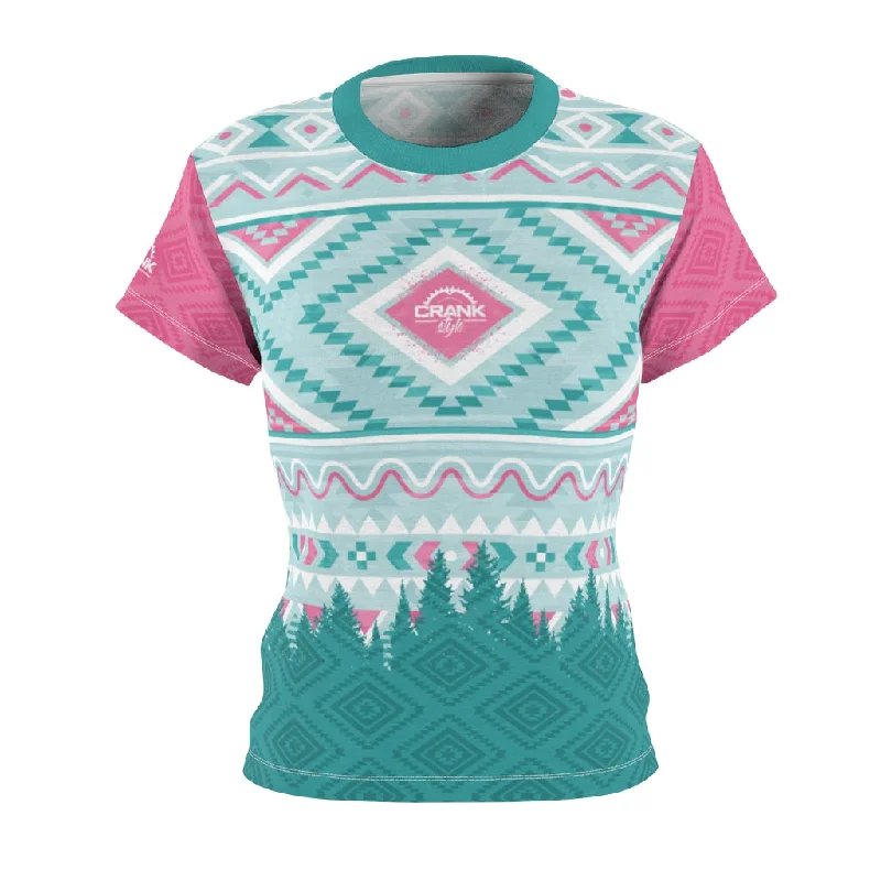 contemporary fitness sweatshirtLadies Pink & Teal Aztec Style MTB Jersey