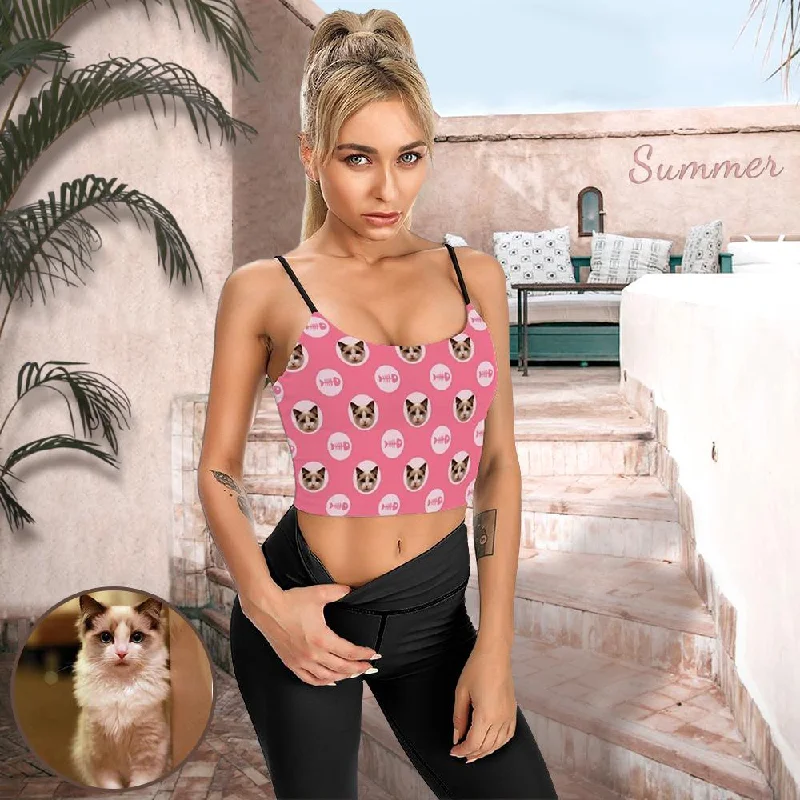 TIME-Limited Offer Custom Cat Face Tops Personalized Fish Bone Women's Crop Camisole Top (With Chest Pad) TIME-Limited Offer Custom Cat Face Tops Personalized Fish Bone Women's Crop Camisole Top (With Chest Pad)