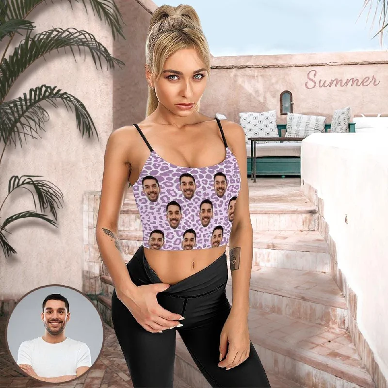 Crazy Savings Print Your Face on Tops Pink Leopard Women's Crop Camisole Top (With Chest Pad) Crazy Savings Print Your Face on Tops Pink Leopard Women's Crop Camisole Top (With Chest Pad)