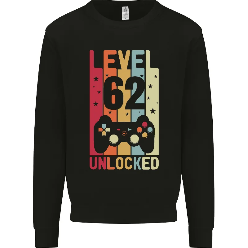 Final Clearance comfy workout wear hoodie62nd Birthday Level Up Gaming 62 Year Old Men's Sweatshirt Jumper Final Clearance comfy workout wear hoodie62nd Birthday Level Up Gaming 62 Year Old Men's Sweatshirt Jumper