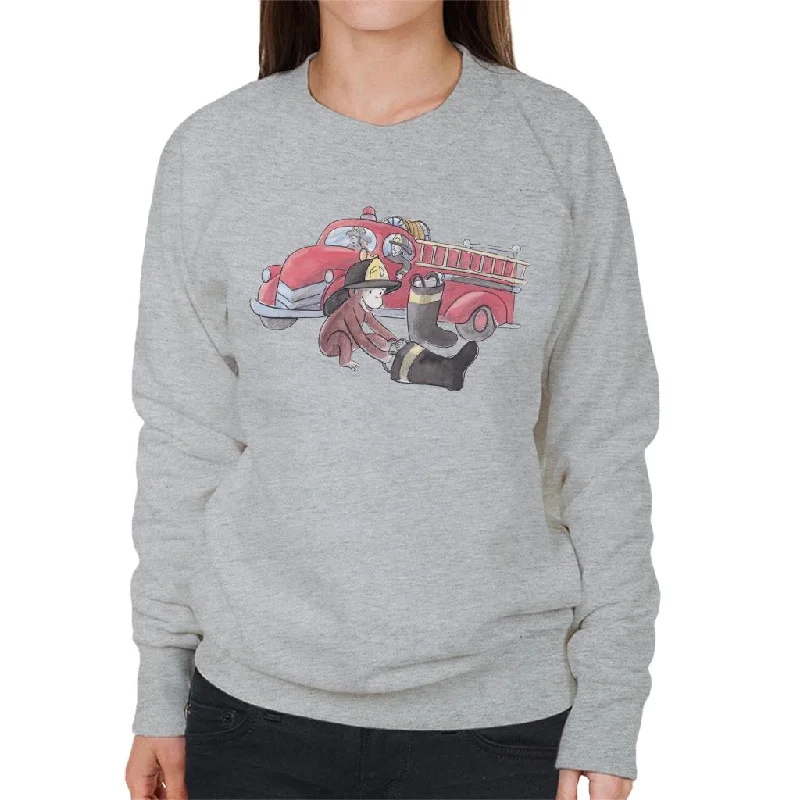 slim fit workout hoodieCurious George Balloon Fire Department Truck Women's Sweatshirt