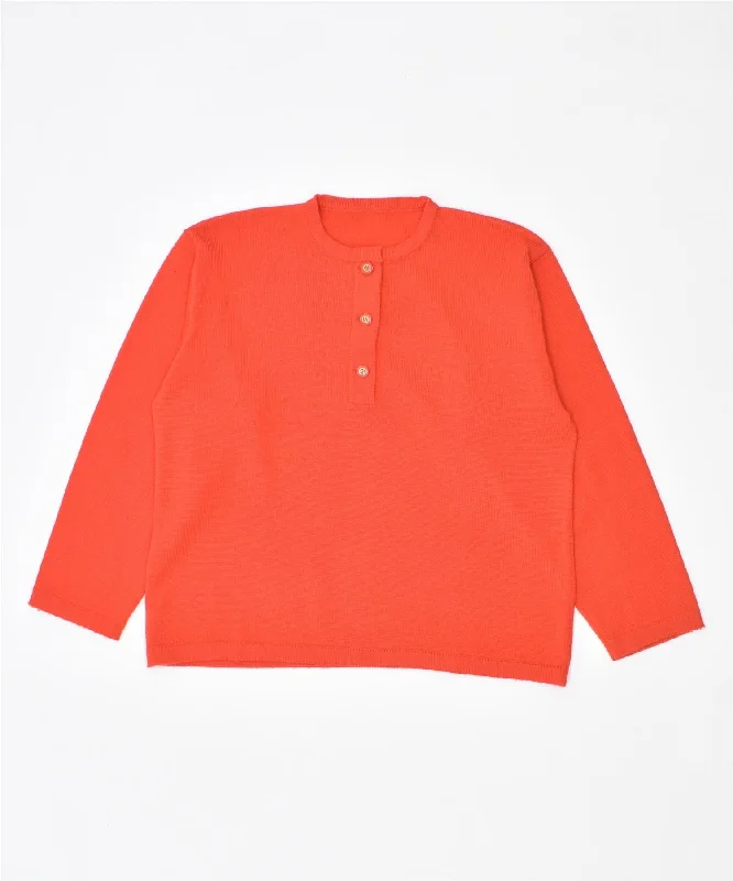 Must-Have Deals casual hoodieVINTAGE Womens Button Neck Jumper Sweater UK 18 XL Red