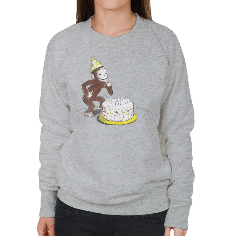 breathable workout hoodieCurious George Eating Birthday Cake Women's Sweatshirt