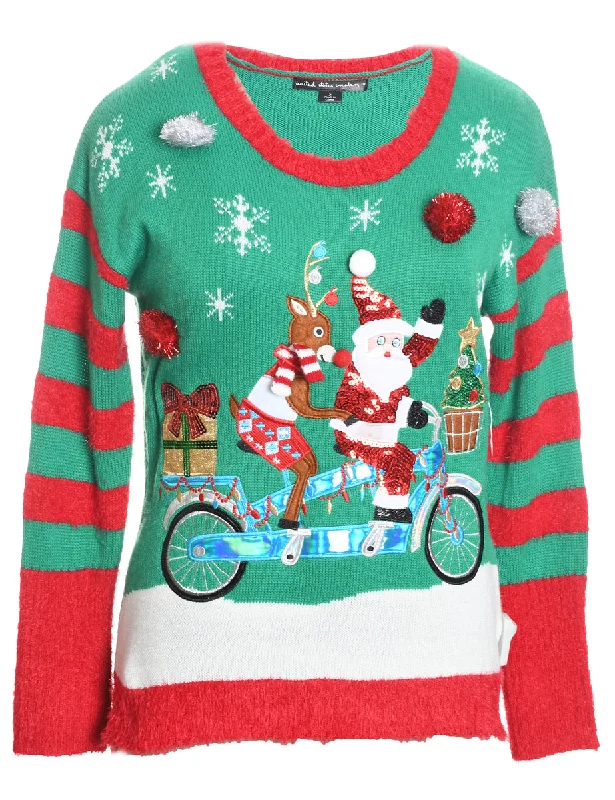 Buy Now Santa Claus & Reindeer Christmas Jumper - S