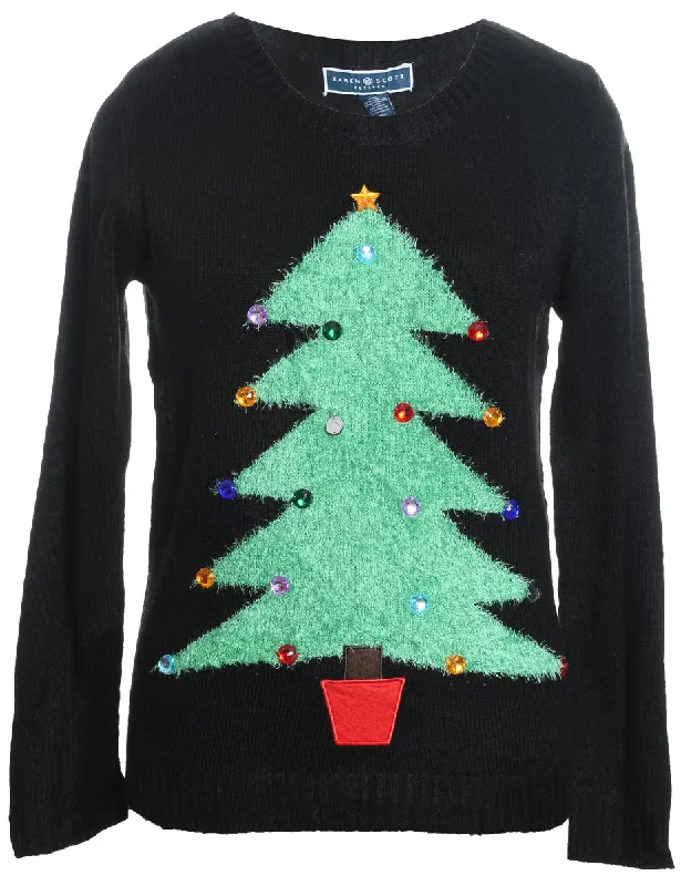 Take Advantage Black Knit Christmas Jumper - L