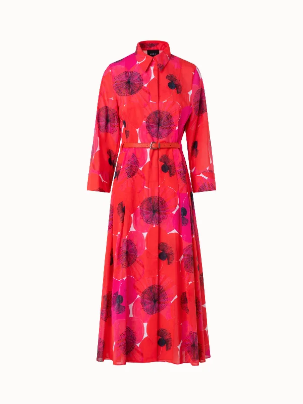 sophisticated dressCotton Midi Shirt Dress in Poppy Print