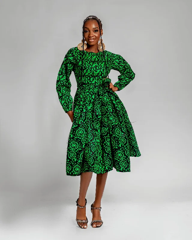 Super Bargain chic slip dressLola Ankara Midi Dress | Green African Print