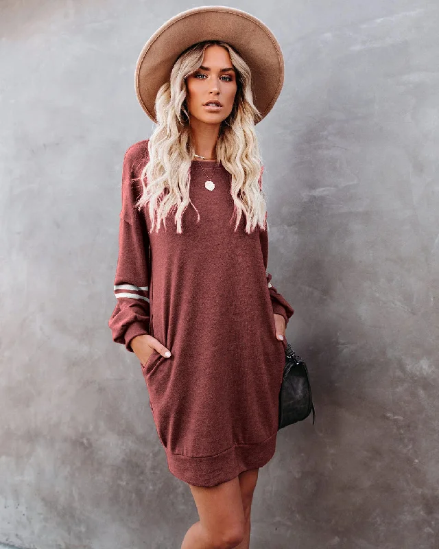 sophisticated dressRandy Pocketed Long Sleeve Knit Dress - Marsala - FINAL SALE