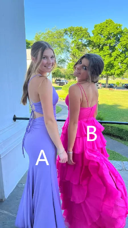 Deal Frenzy trendy mini dressPurple Open Back V Neck Long Prom Dress with Slit,DP946