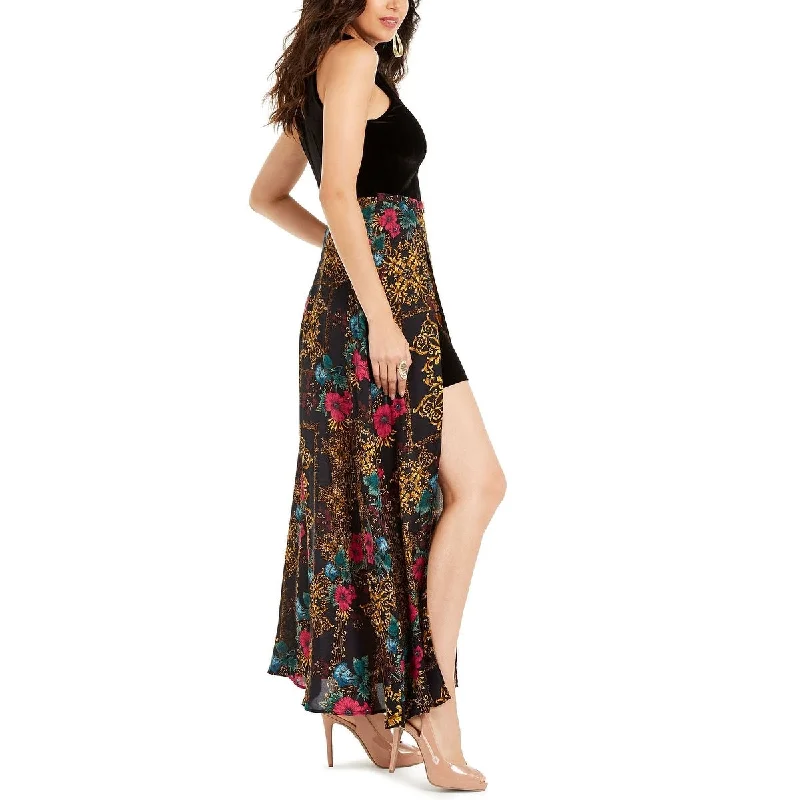 Price Reduction Thalia Sodi Women's Halter Printed Overlay Maxi Dress Black Size Xx-Large