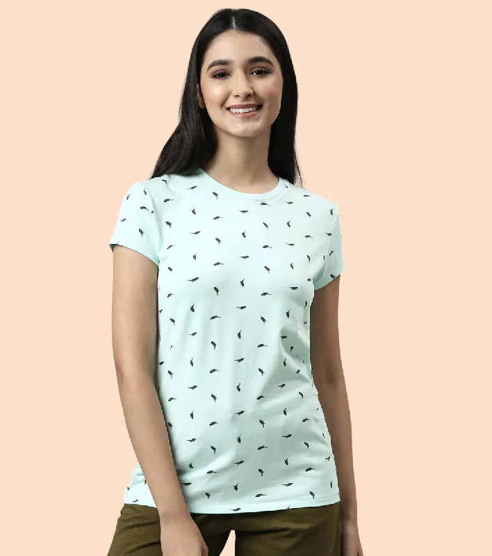 Hot Deal Basic Crew Tee – Printed | Short Sleeve Crew Neck Stretch Cotton Tee