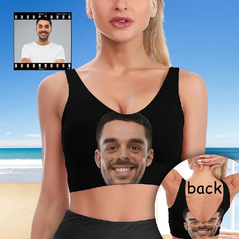 New Deals Custom Husband Face Fully Black Background Sports Bra Personalized Women's All Over Print Yoga Sports Bra New Deals Custom Husband Face Fully Black Background Sports Bra Personalized Women's All Over Print Yoga Sports Bra