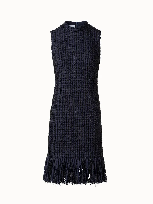 comfy dressTweed Sheath Dress with Fringes