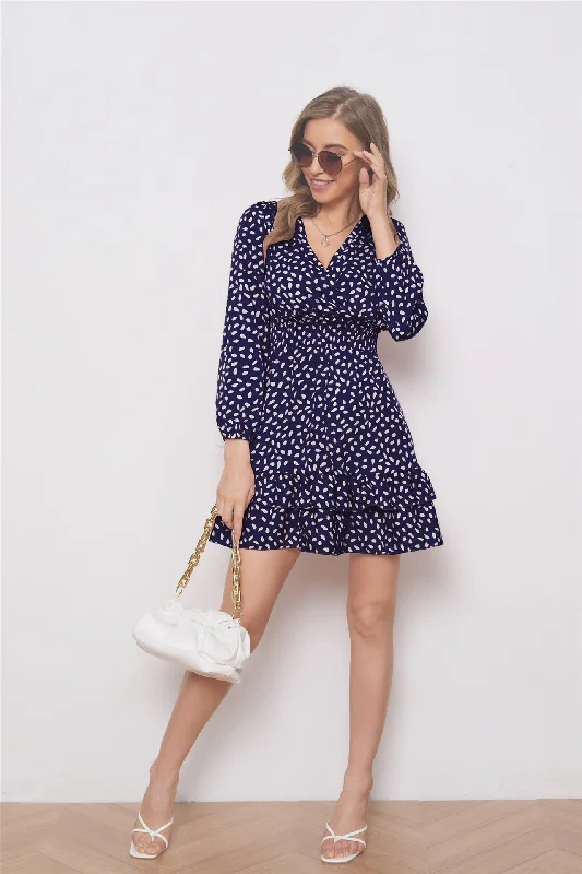 sleek midi dressDelaney Smocked Polka Dot Ruffle Dress