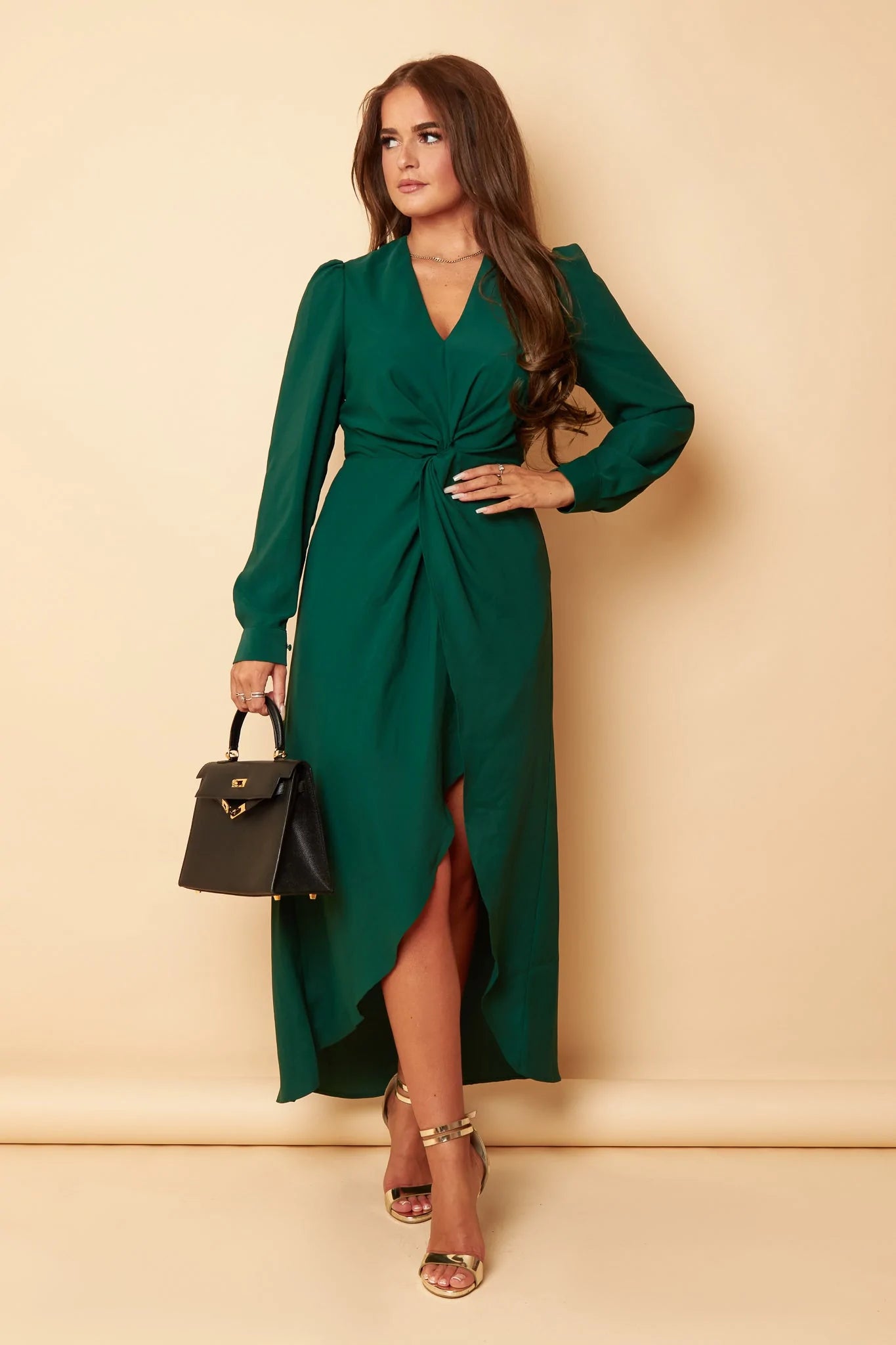 mini dressJackie Emerald Green Twist Detail Midaxi Dress