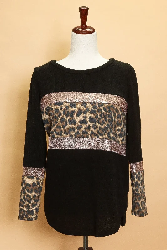 Black Animal Sequin Sweater